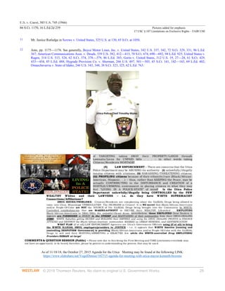 U.S. v. Guest, 383 U.S. 745 (1966)
86 S.Ct. 1170, 16 L.Ed.2d 239 Pictures added for emphasis
17 USC § 107 Limitations on Exclusive Rights – FAIR USE
© 2018 Thomson Reuters. No claim to original U.S. Government Works. 29
11 Mr. Justice Rutledge in Screws v. United States, 325 U.S. at 130, 65 S.Ct. at 1050.
12 Ante, pp. 1175—1176. See generally, Boyce Motor Lines, Inc. v. United States, 342 U.S. 337, 342, 72 S.Ct. 329, 331, 96 L.Ed.
367; American Communications Assn. v. Douds, 339 U.S. 382, 412—413, 70 S.Ct. 674, 690—692, 94 L.Ed. 925; United States v.
Ragen, 314 U.S. 513, 524, 62 S.Ct. 374, 378—379, 86 L.Ed. 383; Gorin v. United States, 312 U.S. 19, 27—28, 61 S.Ct. 429,
433—434, 85 L.Ed. 488; Hygrade Provision Co. v. Sherman, 266 U.S. 497, 501—503, 45 S.Ct. 141, 142—143, 69 L.Ed. 402;
Omaechevarria v. State of Idaho, 246 U.S. 343, 348, 38 S.Ct. 323, 325, 62 L.Ed. 763.
As of 11/18/18, the October 27, 2015 Agenda for the Utica Meeting may be found at the following LINK:
https://www.slideshare.net/VogelDenise/102715-agenda-for-meeting-with-utica-mayor-kenneth-broome
 