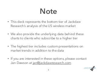 Note
• This deck represents the bottom tier of Jackdaw
Research’s analysis of the US wireless market
• We also provide the...