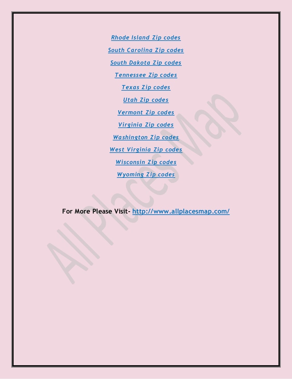 Us zip code list 2016- Postal Code of US