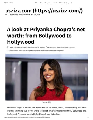 A look at Priyanka Chopra’s net worth: from Bollywood to Hollywood