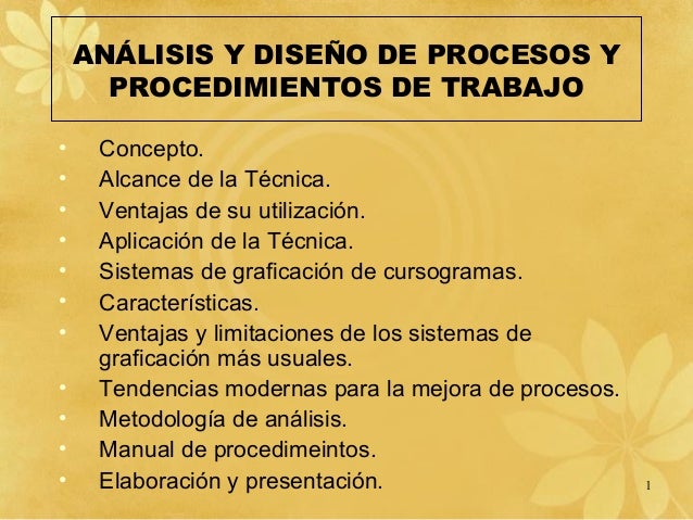 ANÁLISIS Y DISEÑO DE PROCESOS Y PROCEDIMIENTOS DE TRABAJO