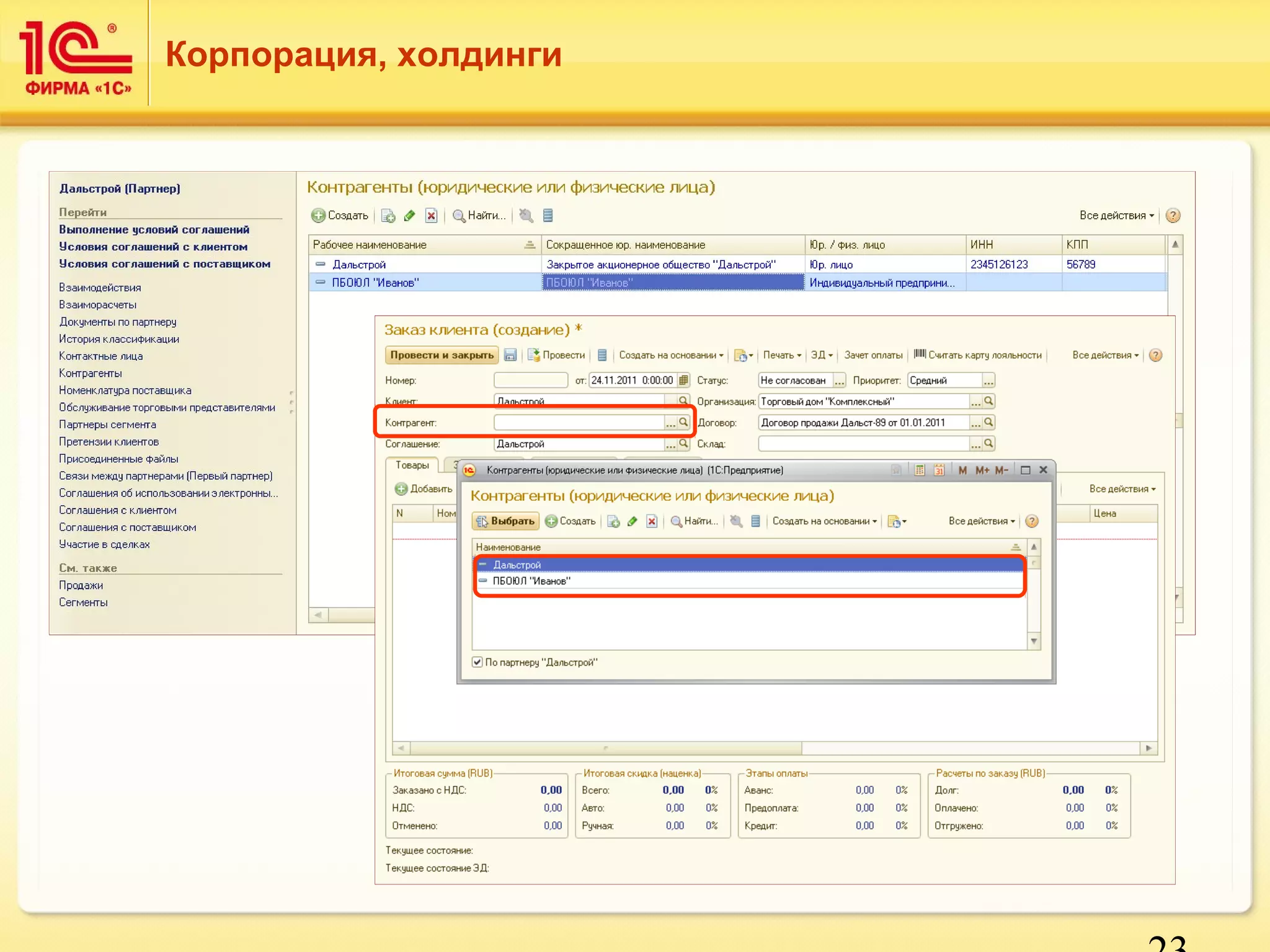 23 
Корпорация, холдинги 
 