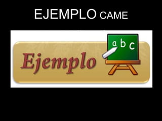EJEMPLO CAME
Un pequeño despacho jurídico se enfrenta a esta
situación:
• Estancamiento de clientes.
• Entorno de gran competencia.
Después de una labor de investigación previa,
realizan conjuntamente una matriz DAFO que queda
de la siguiente manera:
 