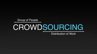 CROWDSOURCING
Group of People
Distribution of Work
 