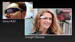 Google Glasses
Sony HUD
 