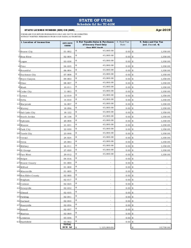 Utah sales and use tax q2 2019 example