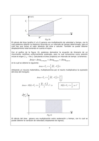 6
Transformación de Unidades
En muchas situaciones en Física, tenemos que realizar operaciones con magnitudes que
vienen expresadas en unidades que no son homogéneas. Para que los cálculos que
realicemos sean correctos, debemos transformar las unidades de forma que se cumpla el
principio de homogeneidad.
Por ejemplo si tenemos una rapidez v0 que esta expresada en km/h y la queremos expresar
en m/s deberemos dividir v0 por 3,6 y así quedara v0 en m/s esto se debe a lo siguiente:
1 km = 1000 m; para pasar de kilómetro a metro debemos multiplicar por 1000
1 h = 3600 s; para pasar de hora a segundo debemos multiplicar por 3600
De lo anterior si tenemos v = 72 km/h para llevarlo a m/s debemos hacer lo siguiente:
s
m
s
m
s
m
s
m
h
km
v 20
6,3
1
72
1000
3600
1
72
3600
1000
72
1
72
˜˜˜
es decir 72 km/h es equivalente a 20 m/s
Prefijos
Las unidades del sistema métrico utilizan los mismos prefijos para todas las cantidades. Un
milésimo de gramo es un milígramo, y mil gramos son un kilógramo. Para usar
eficientemente las unidades del SI, es importante conocer el significado de los prefijos de la
tabla.
Ejemplo:
6. 90 m/s se puede expresar como
A) 25 Km/h
B) 1500 Km/h
C) 900 Km/h
D) 360 Km/h
E) 324 Km/h
Factor Prefijo Símbolo
106
103
102
101
10-1
10-2
10-3
10-6
mega
kilo
hecto
deca
deci
centi
mili
micro
M
k
h
da
d
c
m
µ
 