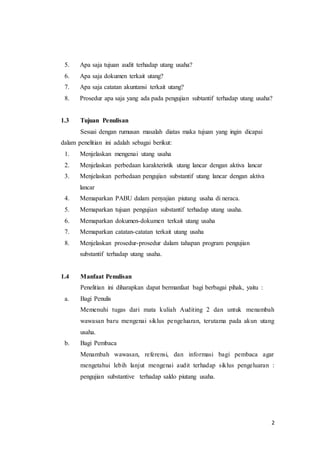 Audit Terhadap Siklus Pengeluaran : Pengujian Substantif terhadap Saldo