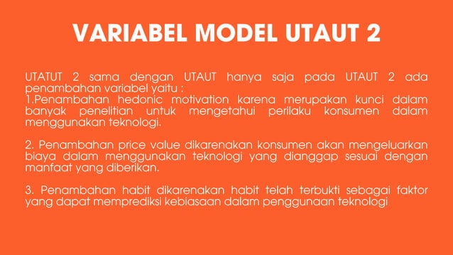 UTAUT 2 (Unified Theory of Acceptance and Use of Technology) | PPT
