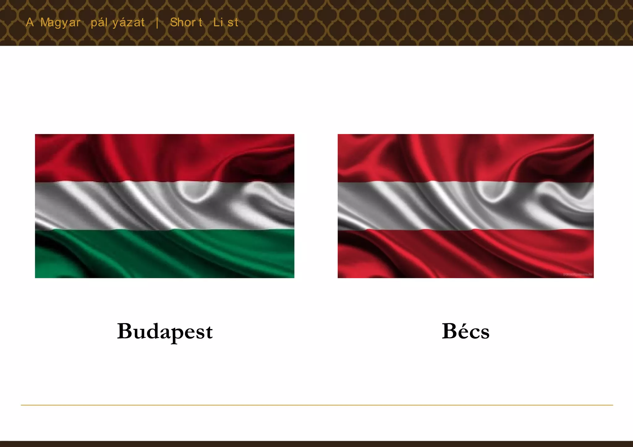 A M
agyar pál yázat | Shor t Li st

Budapest

Bécs

 