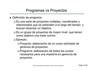 Programa Proyecto Herramientas y técnicas para la gestión de proyectos | PDF