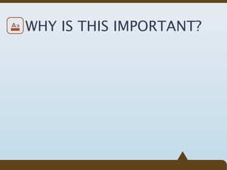 Aa   WHY IS THIS IMPORTANT?
 