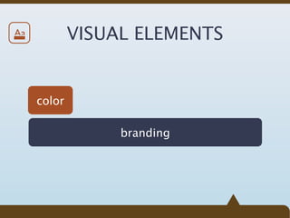 Aa           VISUAL ELEMENTS


     color

                  branding
 