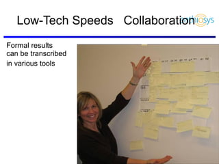 Low-Tech Speeds  Collaboration Formal results  can be transcribed in various tools 