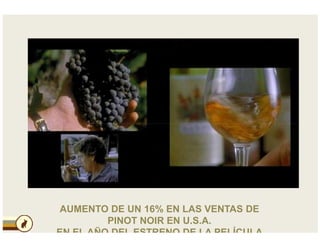 AUMENTO DE UN 16% EN LAS VENTAS DE
PINOT NOIR EN U.S.A.
EN EL AÑO DEL ESTRENO DE LA PELÍCULA