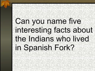 Can you name five interesting facts about the Indians who lived in Spanish Fork? 