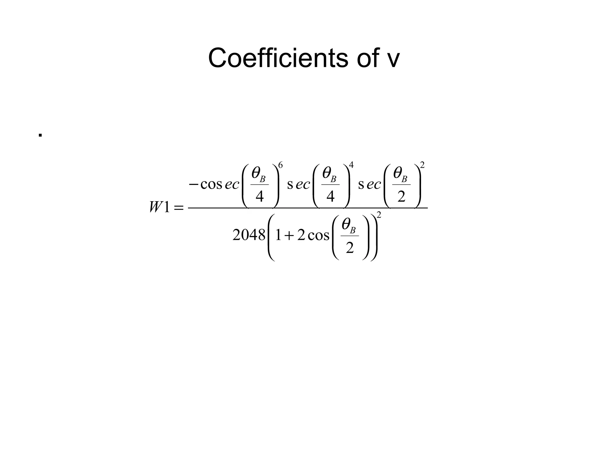 Coefficients of v . 