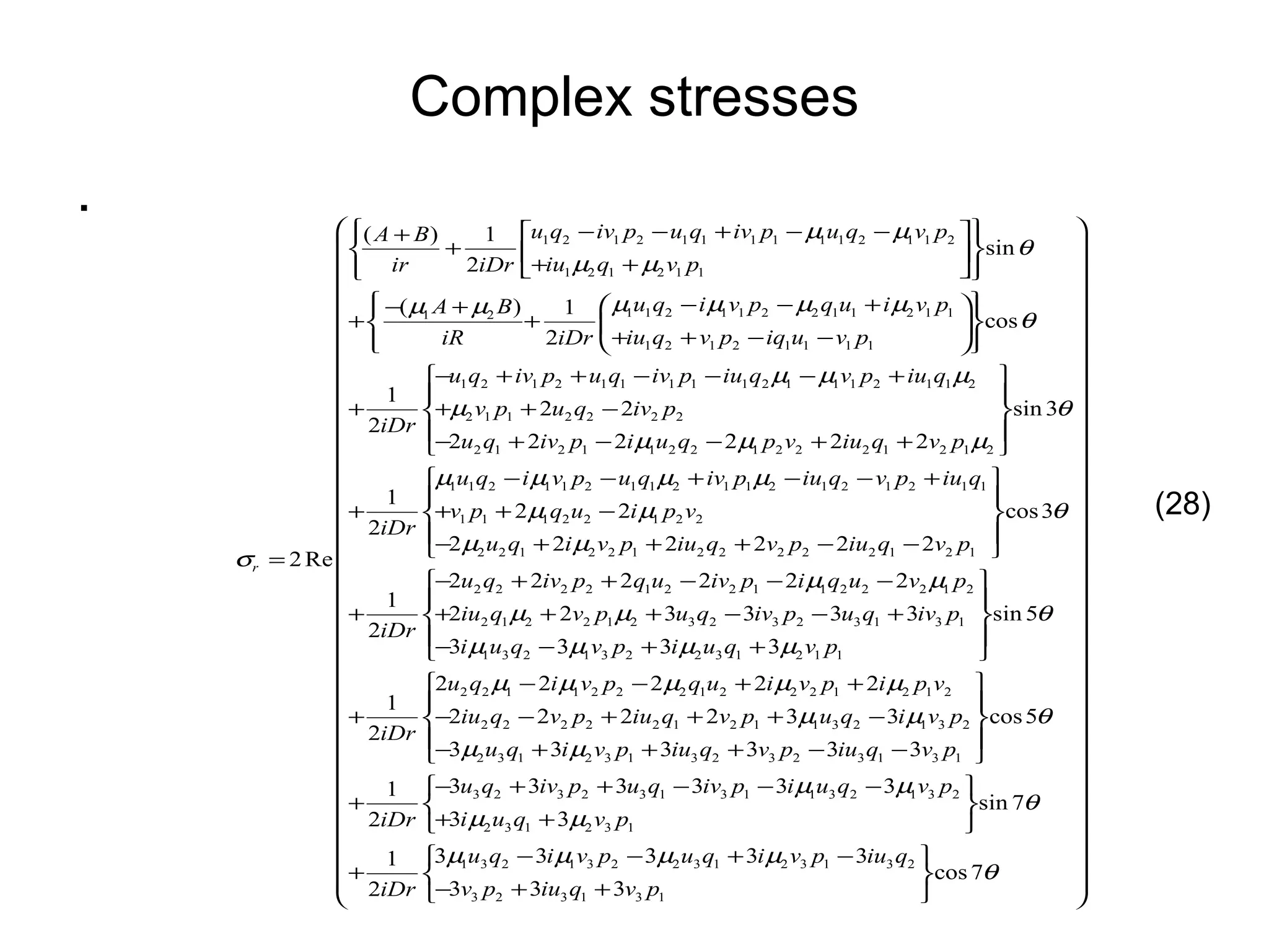 Complex stresses . (28) 