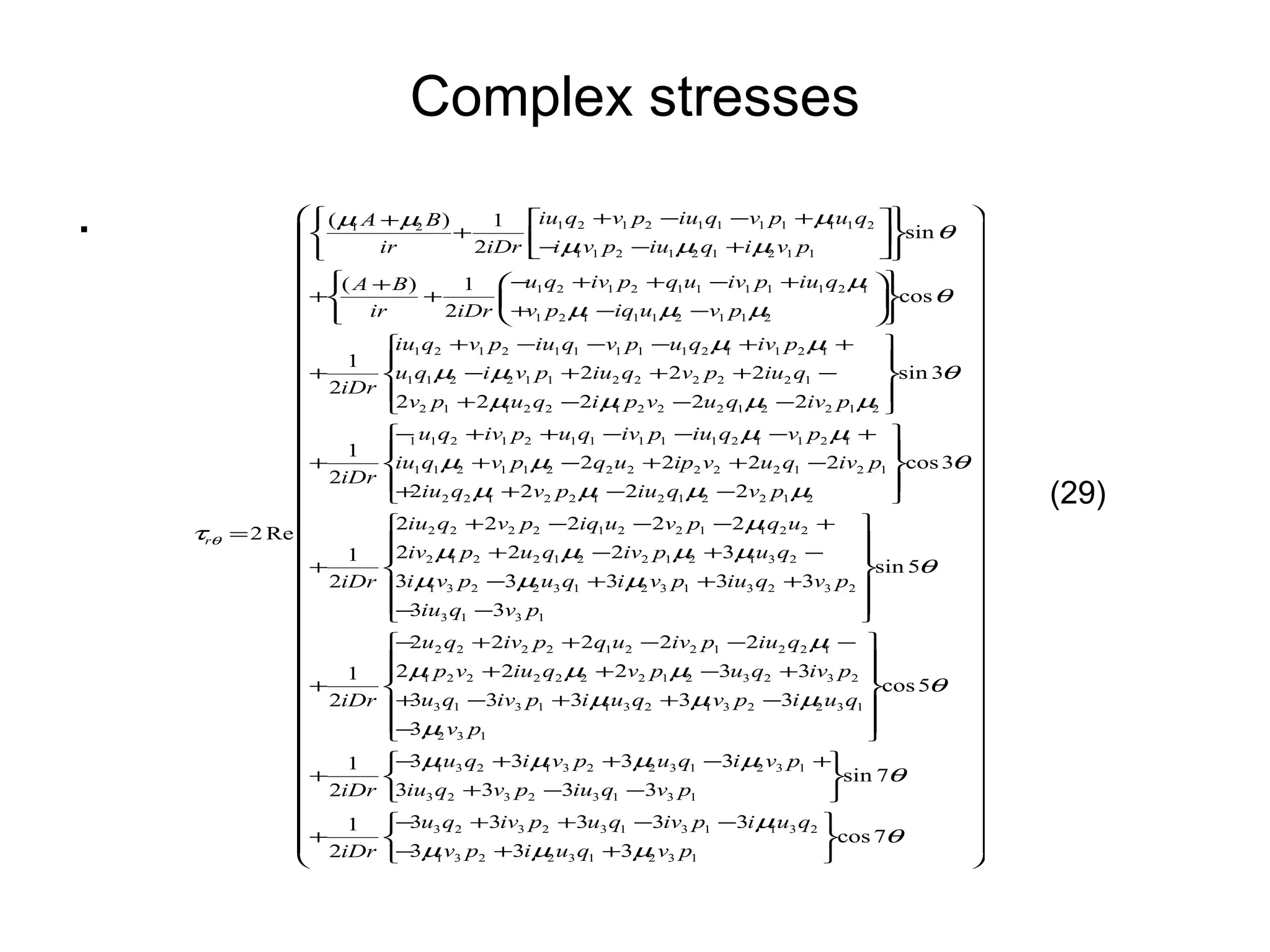 Complex stresses . (29) 