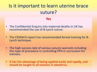 Uterine uterine brace suture slideshare | PPTX