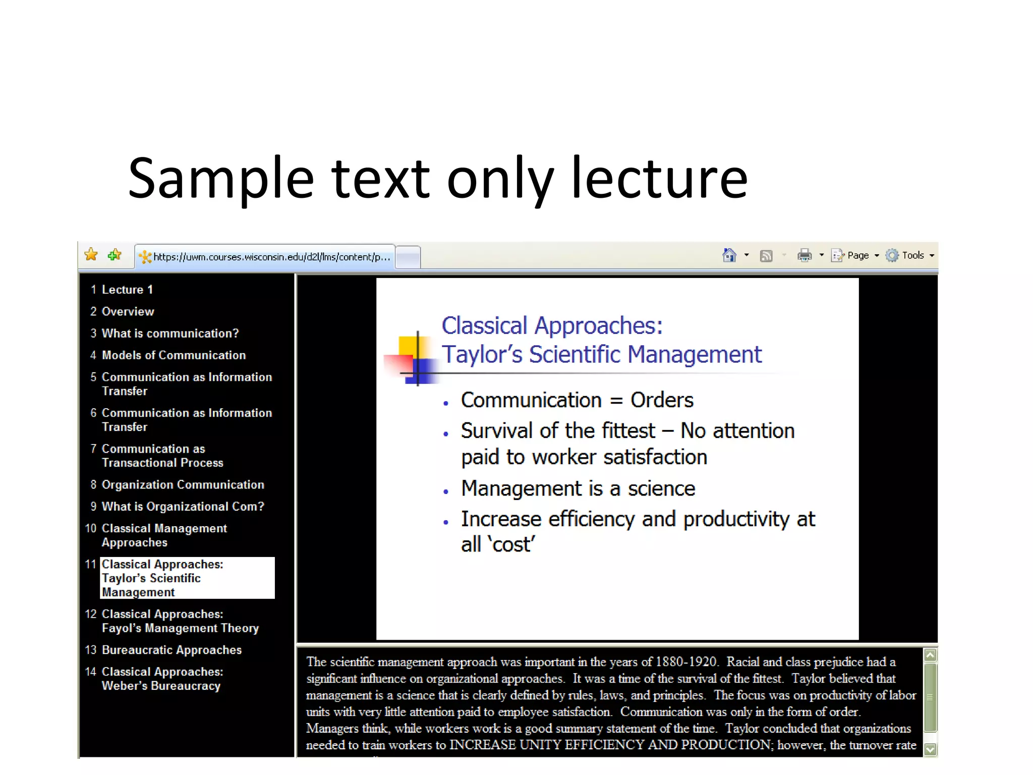 Sample text only lecture
 