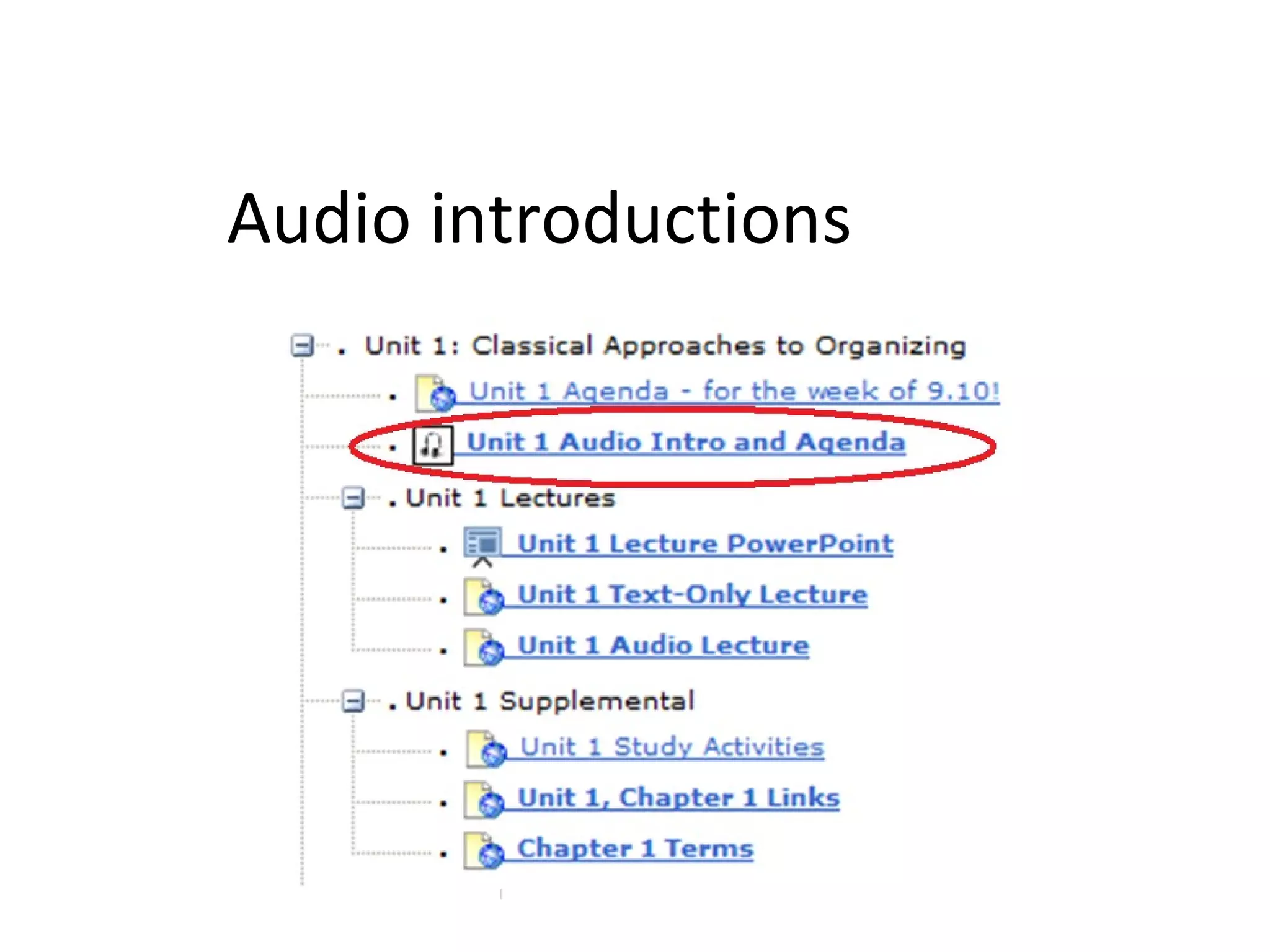 Audio introductions
 