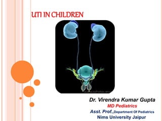 UTI INCHILDREN
Dr. Virendra Kumar Gupta
MD Pediatrics
Asst. Prof.,Department Of Pediatrics
Nims University Jaipur
 