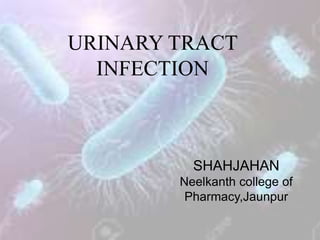 URINARY TRACT
INFECTION
SHAHJAHAN
Neelkanth college of
Pharmacy,Jaunpur
 