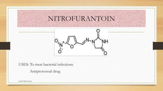 NITROFURANTOIN
USES: To treat bacterial infections.
Antiprotozoal drug
Swathi Pharma Jnan
 