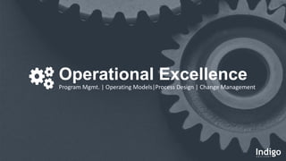Operational Excellence
Program Mgmt. | Operating Models|Process Design | Change Management
 