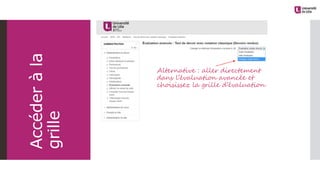 Alternative : aller directement
dans l’évaluation avancée et
choisissez la grille d’évaluation
Accéderàla
grille
 
