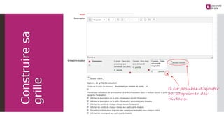 Il est possible d’ajouter
ou supprimer des
niveaux
Construiresa
grille
 