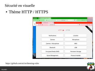 Root66 -
Sécurité en visuelle
● Thème HTTP / HTTPS
https://github.com/nt1m/theming-rules
 