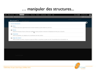 … manipuler des structures...




12/28 Utiliser Drupal | David Guigui | ©OSInet 2012
 