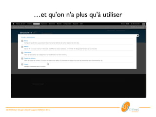 …et qu'on n'a plus qu'à utiliser




26/28 Utiliser Drupal | David Guigui | ©OSInet 2012
 