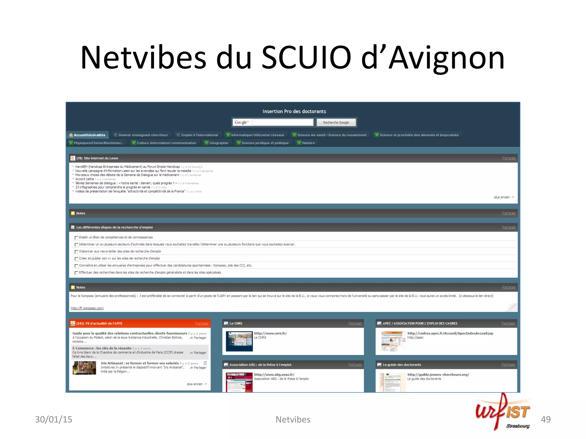 Netvibes du SCUIO d’Avignon
30/01/15 Netvibes 49
 