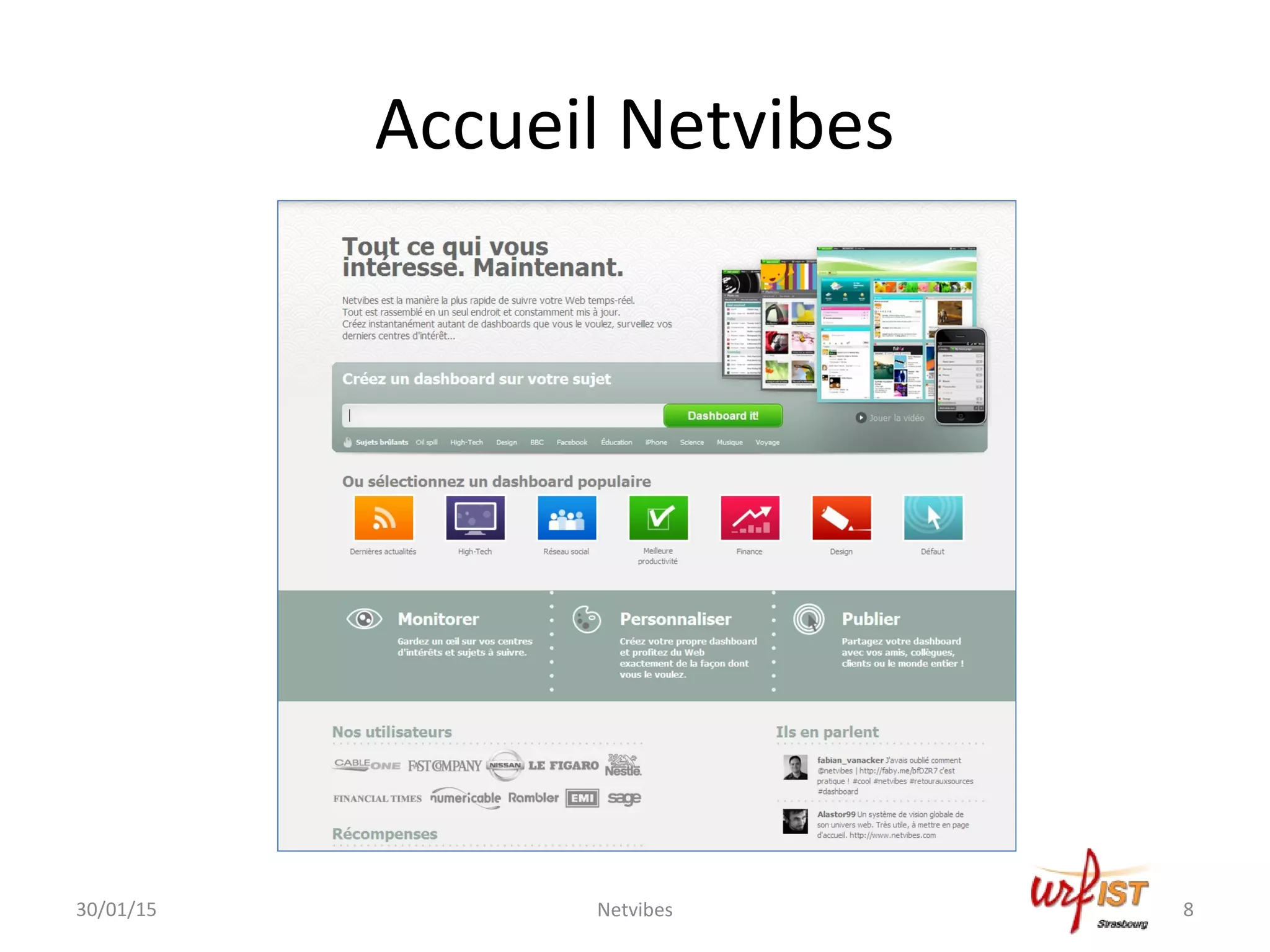 Accueil Netvibes
30/01/15 Netvibes 8
 