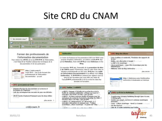 Site CRD du CNAM
30/01/15 Netvibes 45
 