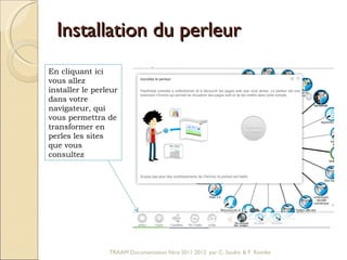 Installation du perleur En cliquant ici vous allez installer le perleur dans votre navigateur, qui vous permettra de transformer en perles les sites que vous consultez TRAAM Documentation Nice 2011 2012  par C. Soubic & F. Rondet 