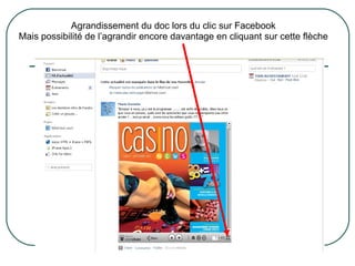Agrandissement du doc lors du clic sur Facebook Mais possibilité de l’agrandir encore davantage en cliquant sur cette flèche 