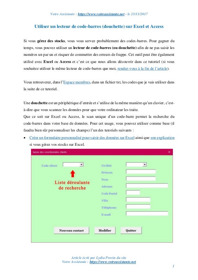 Utiliser Un Lecteur De Code Barres Douchette Sur Excel Et