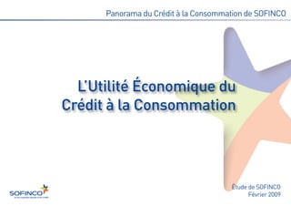 Panorama du Crédit à la Consommation de SOFINCO




  L’Utilité Économique du
Crédit à la Consommation




                                      Étude de SOFINCO
                                            Février 2009
 