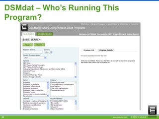 DSMdat – Who’s Running This
     Program?




26                            www.esource.com || © 2012 E SOURCE
 