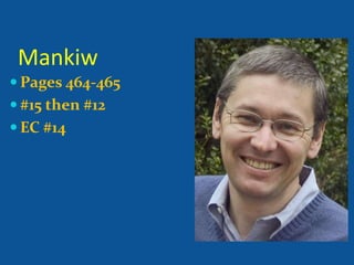 Mankiw
Pages 464-465
#15 then #12
EC #14