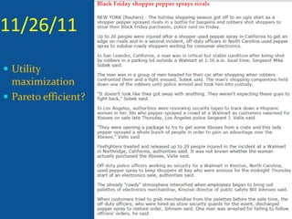 11/26/11
Utility
maximization
Pareto efficient?