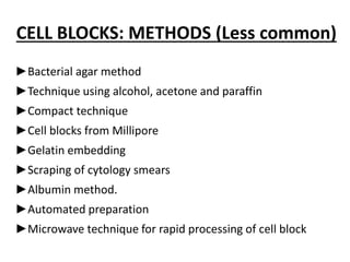 Cell Block Compression Utility of cell block in cytology. | PPTX