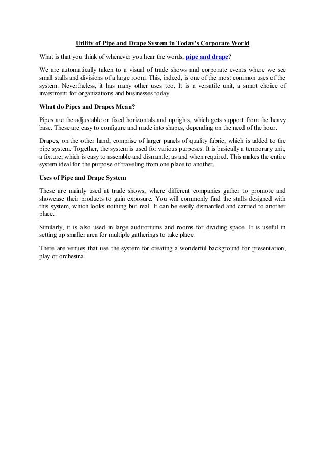 Utility Of Pipe And Drape System In Today S Corporate World