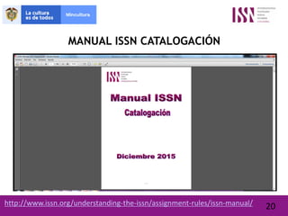 Issn 000000 Meeting around serial publication - ISSN Colombia | PDF