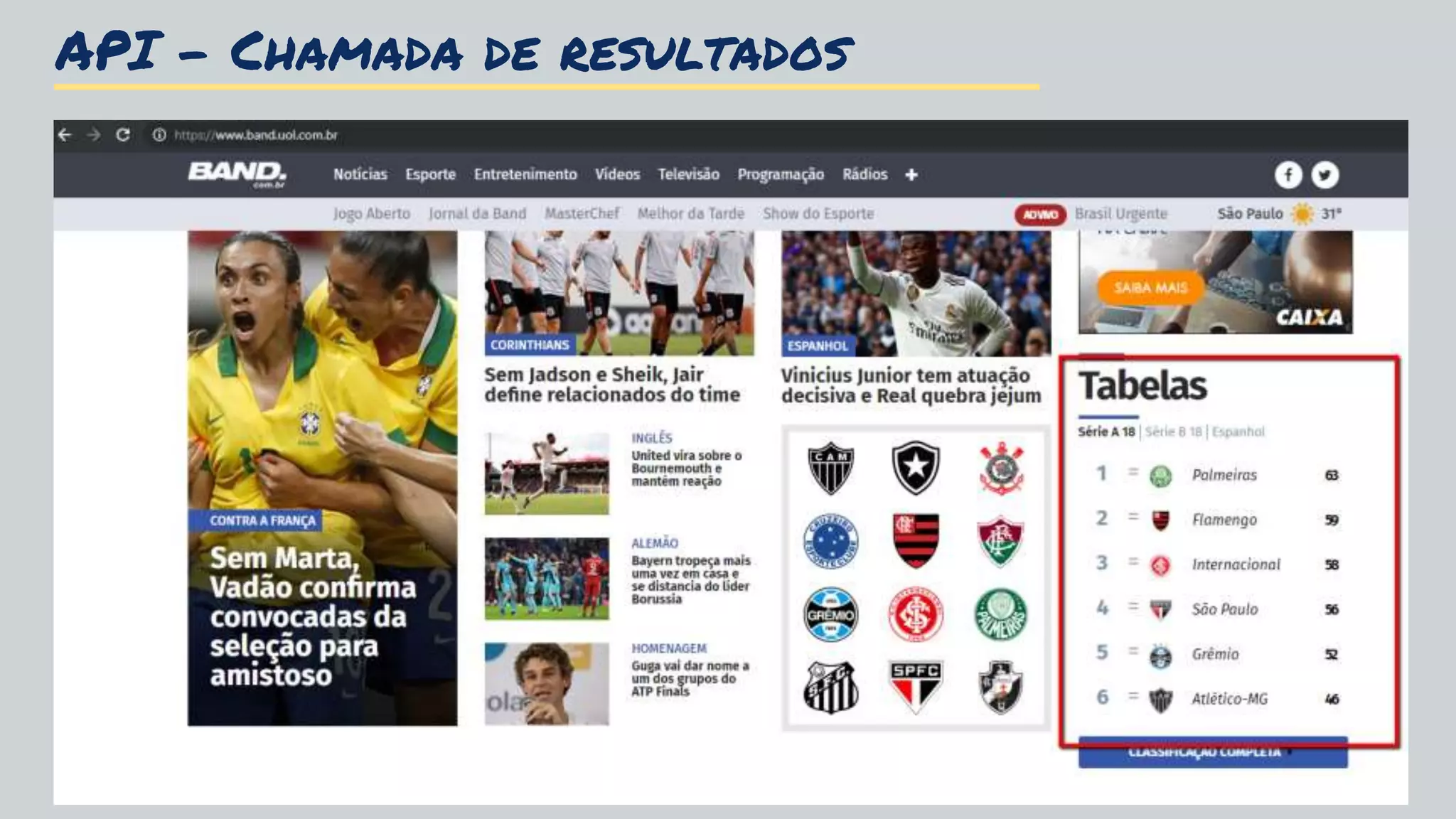 API - Chamada de resultados
 