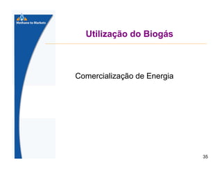 Utilização do Biogás

Comercialização de Energia

35

 